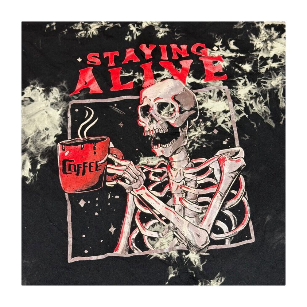 SHEIN T-Shirt Women 3XL Multicolor Acid Washed Staying Alive Graphic Pullover - Picture 7 of 7
